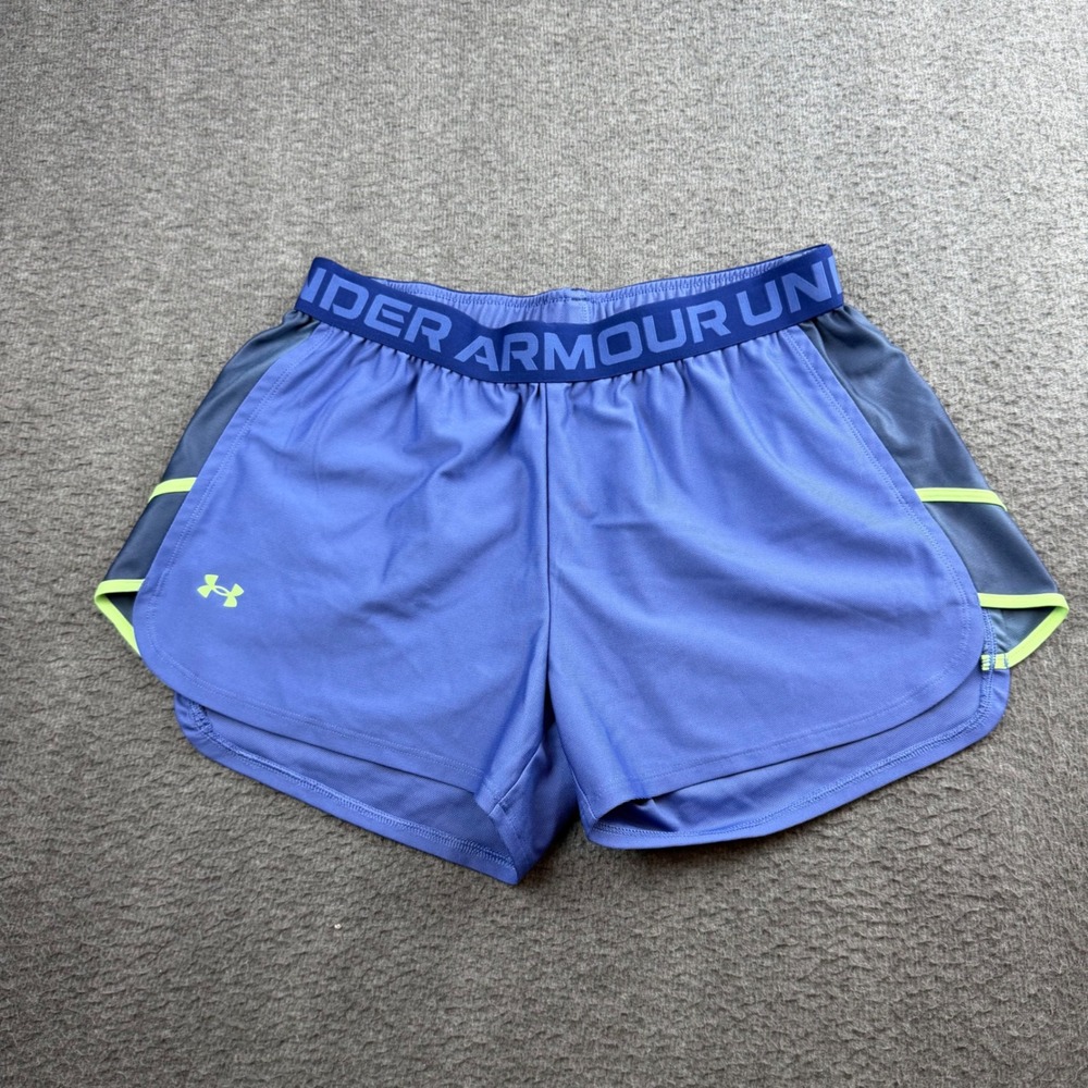 Under Armour Running Shorts Women's Medium Blue HeatGear Loose Fit Athletic